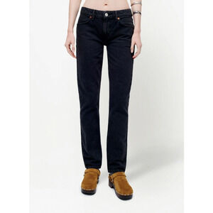 RE/DONE 70s Low-Rise Straight-Leg Jeans 0/25 Black Rigid Denim 100% Cotton NWT